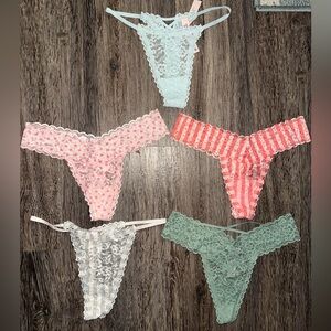 NWT Victoria’s Secret VS PINK Size Small Lace Thong Underwear Panty Bundle